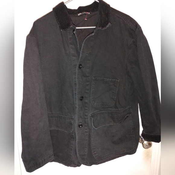 Zara Utility Contrast cotton and corduroy jacket Sz.XL Black - Picture 3 of 10